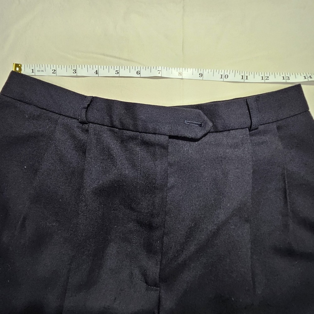 Vintage‎ Talbots Pure Wool Wide Leg Pants Womens 8 Navy Pleated Cuffed USA Made - Picture 5 of 9